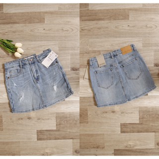 Quần váy jean (váy bò) xước nhẹ