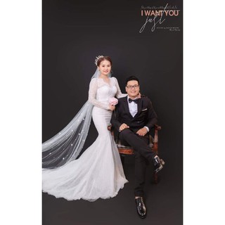 lúp von hoa đính hạt cô dâu