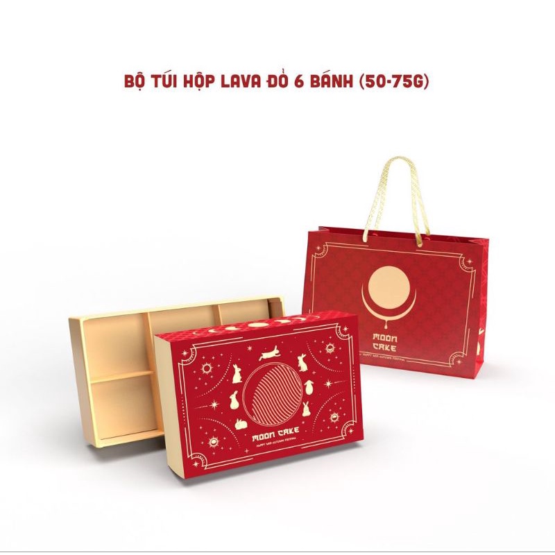 Bộ túi hộp 6 bánh trung thu 50-75gr Singapore cao cấp