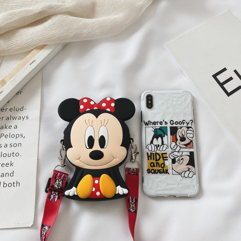 Túi đeo chéo hình gấu Brown, Kitty, Minnie dành cho bé gái thu đông 2022