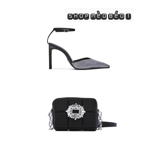 Sandal zara mũi đá nhọn gót nhọn xuất dư fullbox