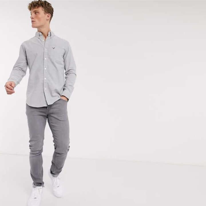 Áo Sơ Mi Nam Dài Tay Oxford Cotton Dày Có BigSize Màu Bạc FO76 SHOP | BigBuy360 - bigbuy360.vn