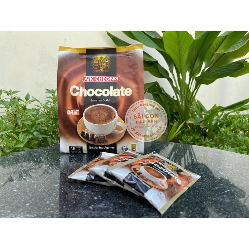 Trà Sữa Gói Tự Pha Chocolate Hòa Tan Aik Cheong Chocolate Cafe Art Malaysia (15 Gói x 40g)