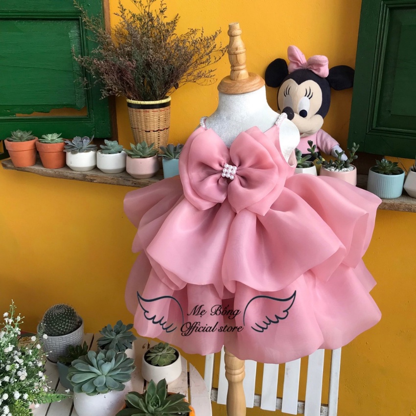 Váy công chúa cao cấp nơ bụng dây cườm-Đầm công chúa-Thời trang cho bé-Váy thiết kế-Đầm thiết kế-Mẹ BốngPrincess dress