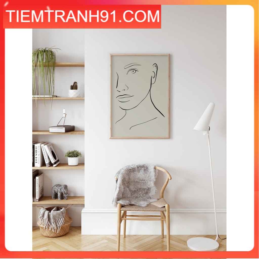 Tranh treo tường | Line art-Face Neutral Fine Line Print, Abstract Art 89 , tranh canvas giá rẻ