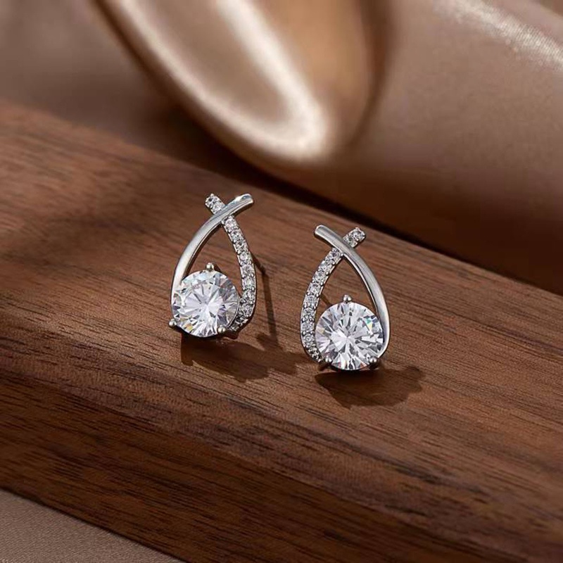 Bông Tai Hình Chữ Thập Đính Đá Zircon Thời Trang Dễ Phối Đồ
