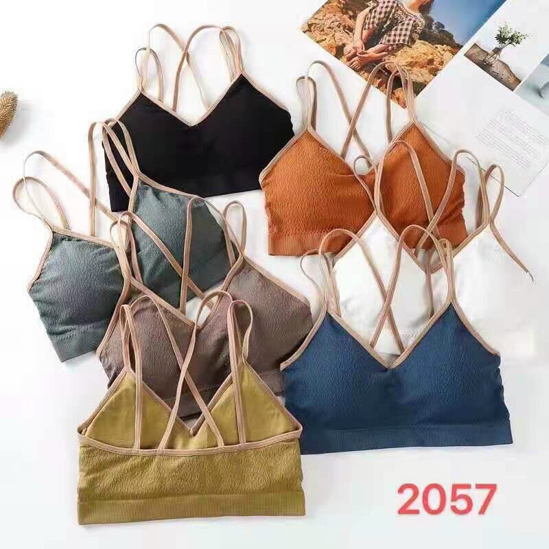 Áo bra tập gym/yoga - Áo tập - Áo lót tập cotton tăm viền đan dây. Phom 40-60kg