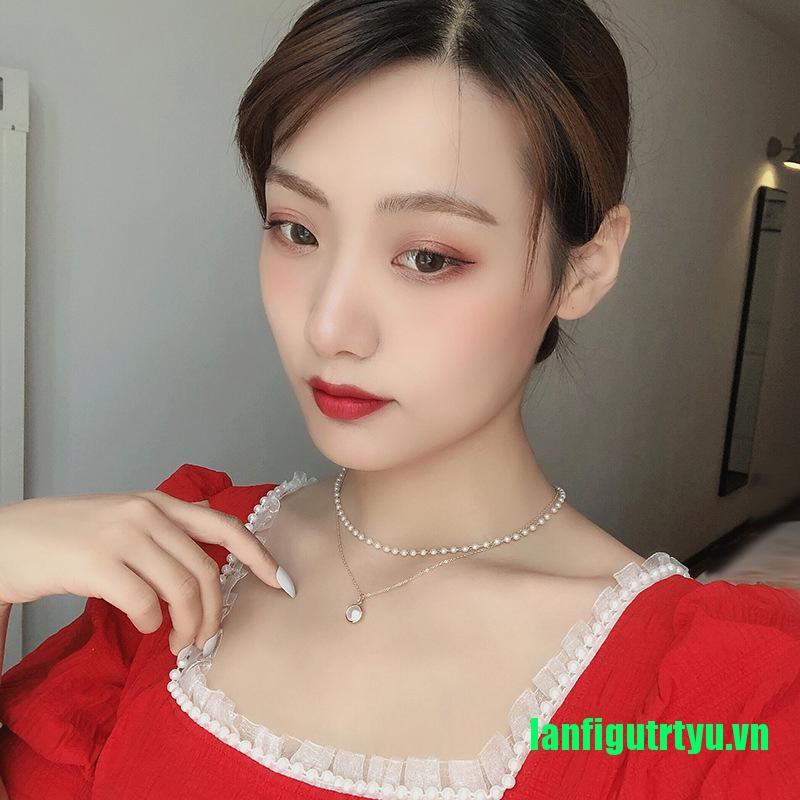 Vòng Cổ Choker Hai Lớp Đính Ngọc Trai Nhân Tạo Phong Cách Kpop