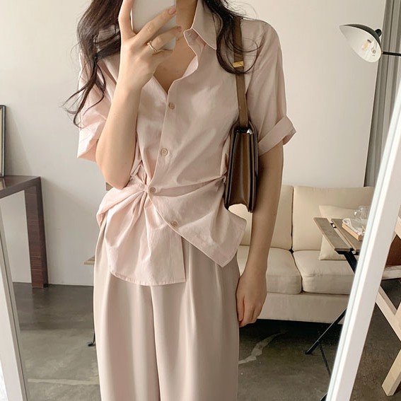 Áo Sơ Mi Ngắn Tay Phối Nút Thời Trang Cho Nữ 43701