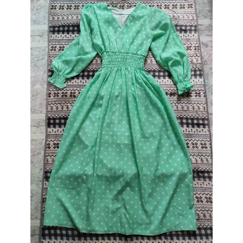 Váy maxi bi xanh ngọc