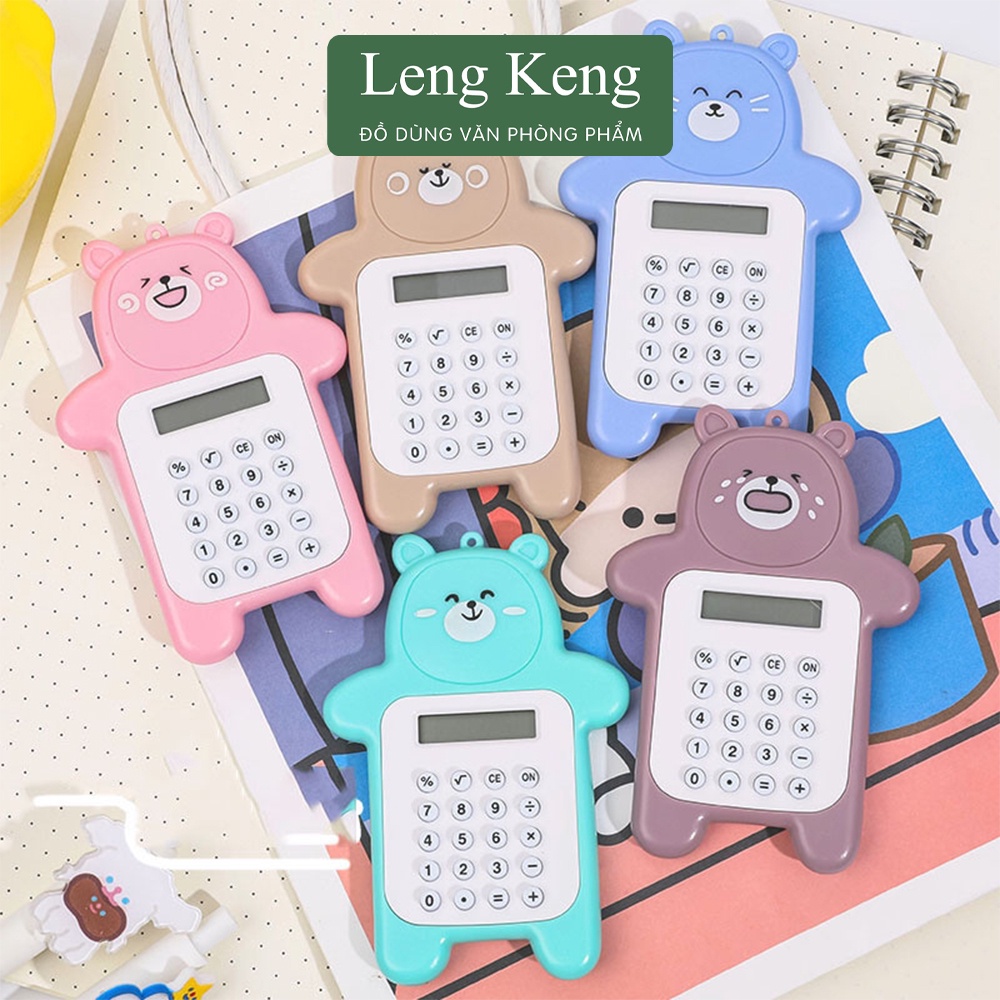 Máy tính cầm tay bỏ túi văn phòng phẩm Leng Keng cho học sinh hình gấu dễ thương MK12.