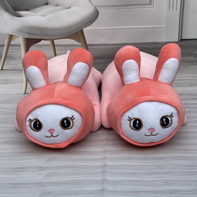 Gấu bông thỏ nằm siêu cute đáng yêu , thỏ hồng đồ chơi cho bé kich thước 40 cm - SANBEO.VN