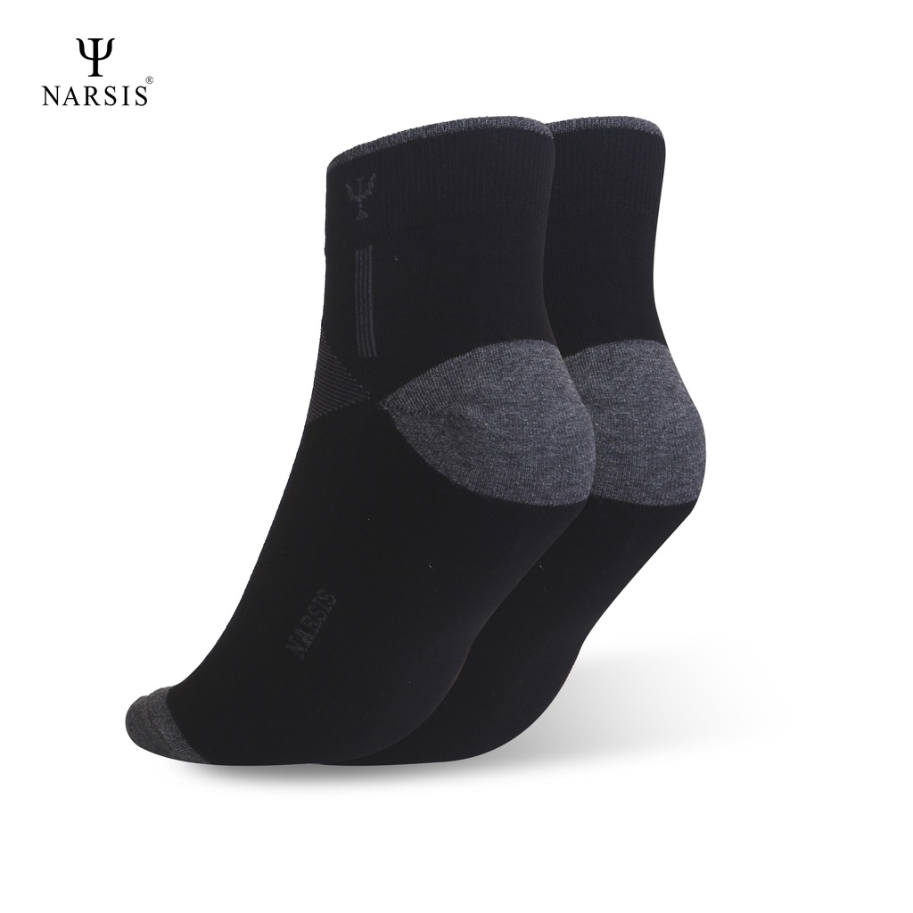 Tất NARSIS Cổ Trung Cotton Công Nghệ Khử Kháng Khuẩn Khử Mùi Êm Mềm Ôm Chân Vớ Tập Thể Thao Màu Basic Trắng Đen TNA003