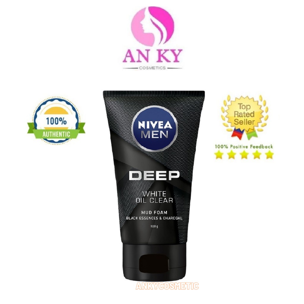 Sữa Rửa Mặt Giúp Sáng Da Từ Than Đen Nivea Men Deep White Oil Clear 100g - 84415