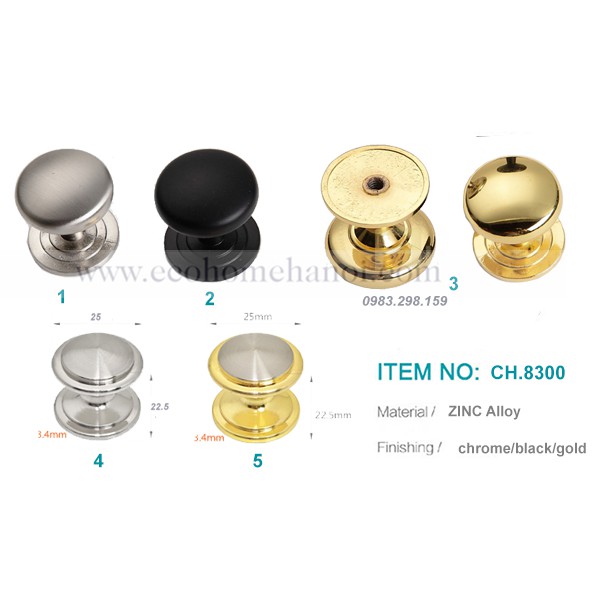 Núm tay nắm tủ tròn hợp kim CH8300
