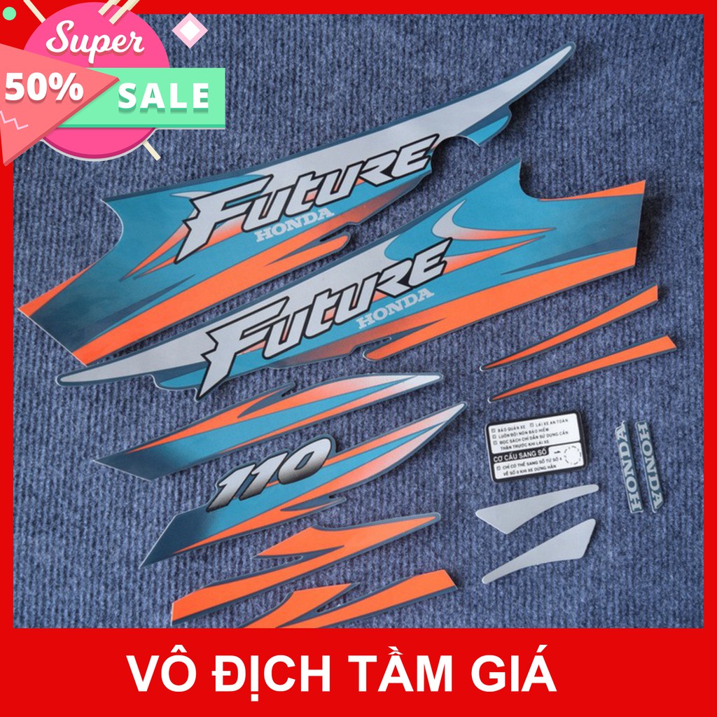 [GIÁ GỐC] BỘ TEM DÁN XE MÁY HONDA FUTURE 1 XANH NGỌC