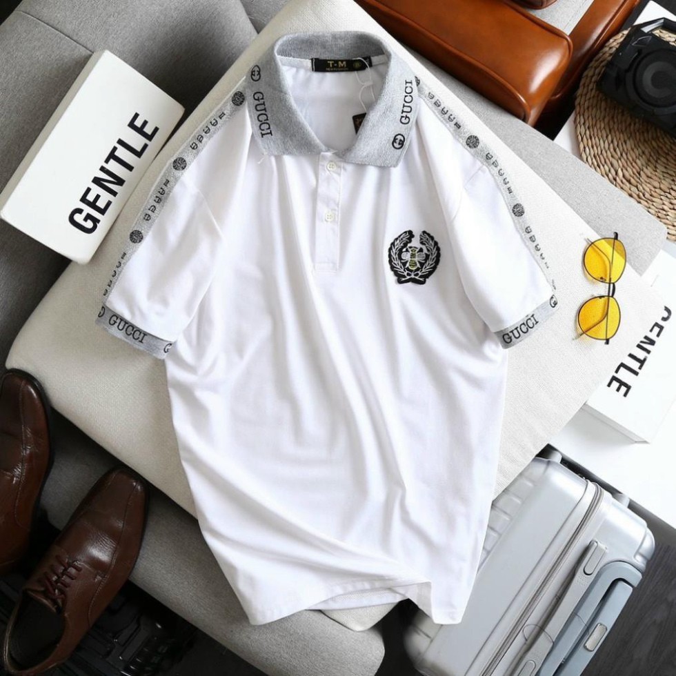 Áo Thun Nam Cổ Bẻ Nẹp Bo Dệt Len Họa Tiết Ngắn Tay Thun Có Cổ Chất Cá Sấu Co Giãn Tay Lỡ | BigBuy360 - bigbuy360.vn