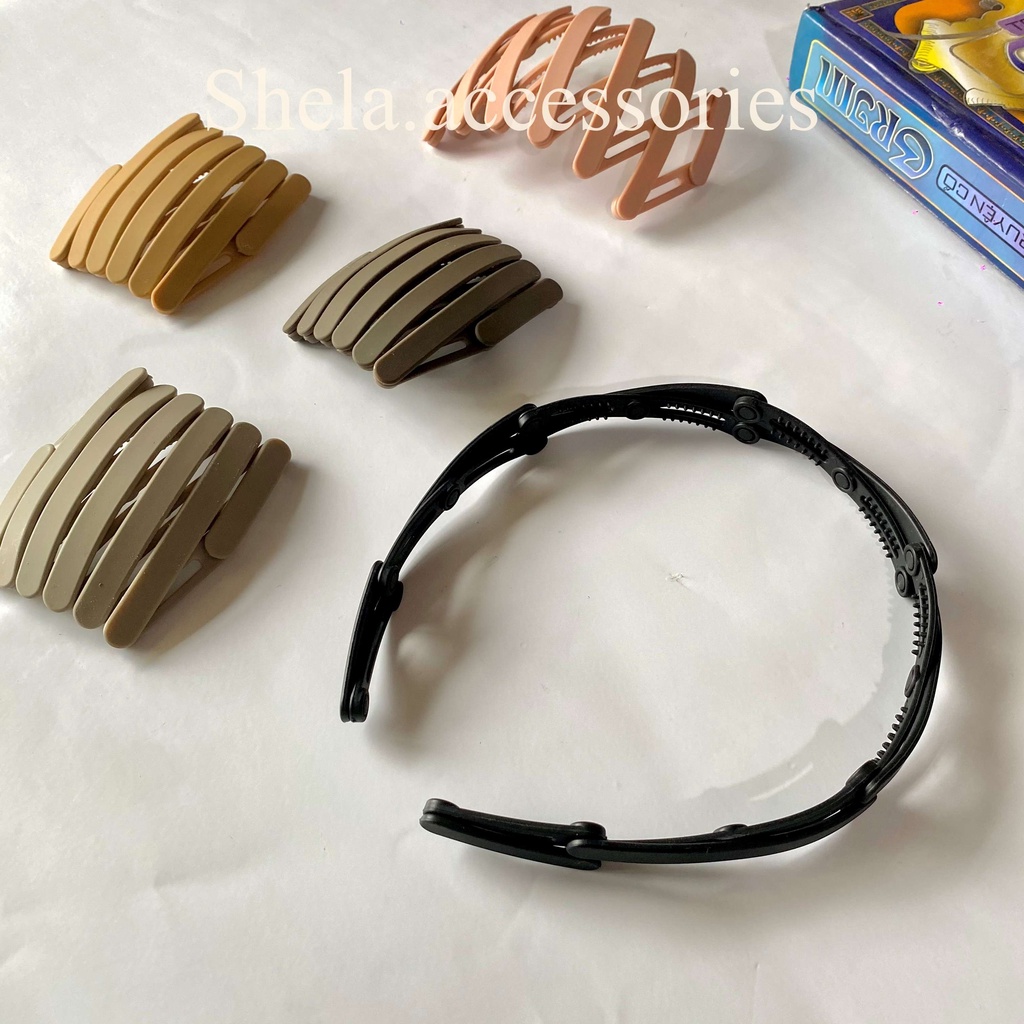 Bờm tóc nhựa bỏ túi gấp gọn phong cách hàn quốc băng đô cài tóc nhựa unisex shela.accessories