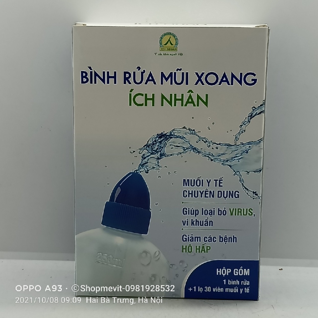 Bình rửa mũi Ích Nhân hộp 1 bình + 1 lọ 30 viên muối