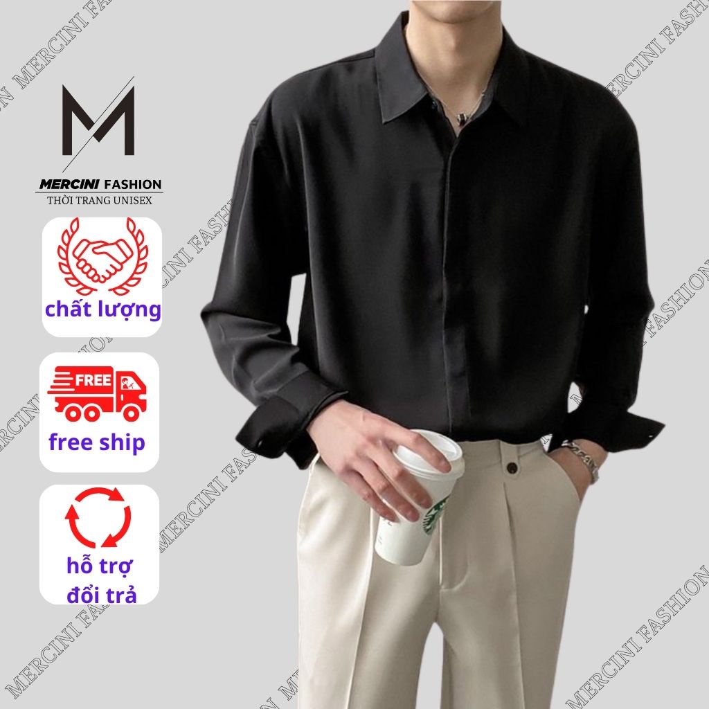 Áo Sơ Mi Nam MERCINI áo sơ mi dài tay form rộng basic cao cấp thời trang Hàn Quốc ASM41