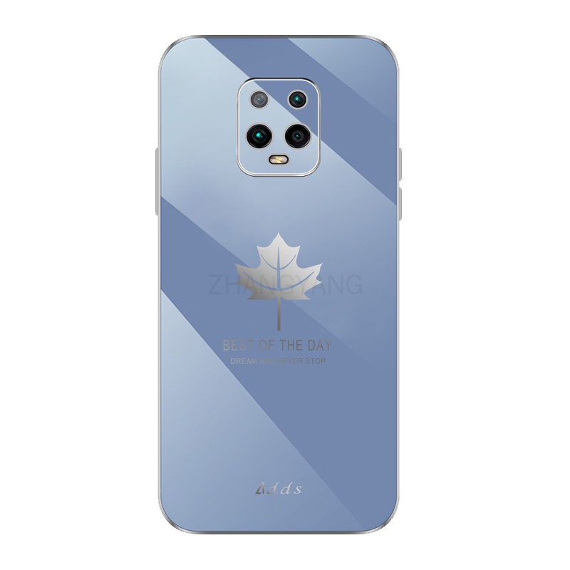 Ốp Điện Thoại Silicon TPU Mạ Điện Họa Tiết Lá Phong Kèm Dây Đeo Cho Redmi note 9 pro Redmi note 9s