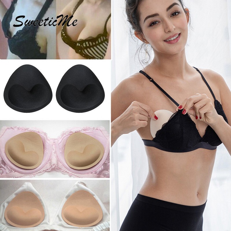 SweeticMe Women's 1Pair Bikini Insert Breast Pads Sponge Removeable Swimsuit Bra Enhancers Pads Push Up Bra