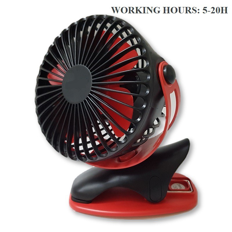 Quạt sạc Kẹp Cạnh Bàn mini xoay góc 720 độ, quạt đến 20 tiếng, đế kẹp đa năng hoặc đặt bàn