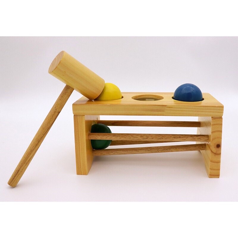 🐳🐳 Bộ Đồ Chơi Gỗ Thông Minh Búa Đập Bóng 3 Bi 2 Tầng Bằng Gỗ Cho Bé🌹