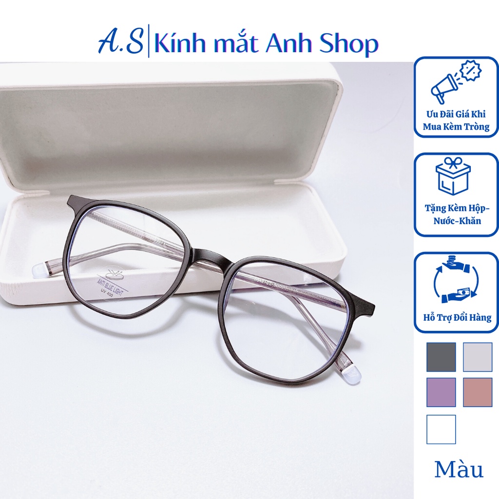 Gọng kính bầu vuông lục giác thời trang chất liệu nhựa dẻo cốt kim loại bền đẹp nhận cắt cận viễn loạn 8312