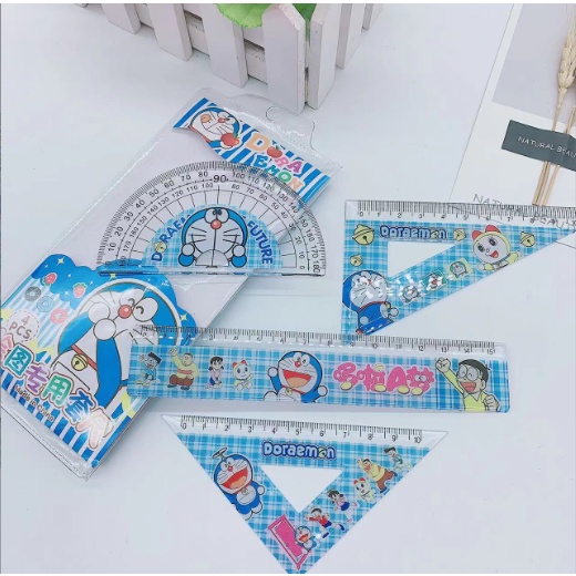 Bộ eke thước kẻ doremon in hình màu EKNI19 bộ eke cute bộ eke dễ thương