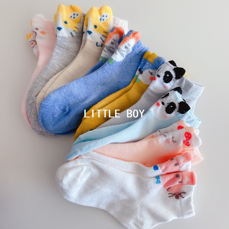 Set 5 đôi Tất lưới cotton ROBIBABI thoáng khí mềm mịn, giữ ấm cho bé (sơ sinh- 3 TUỔI)