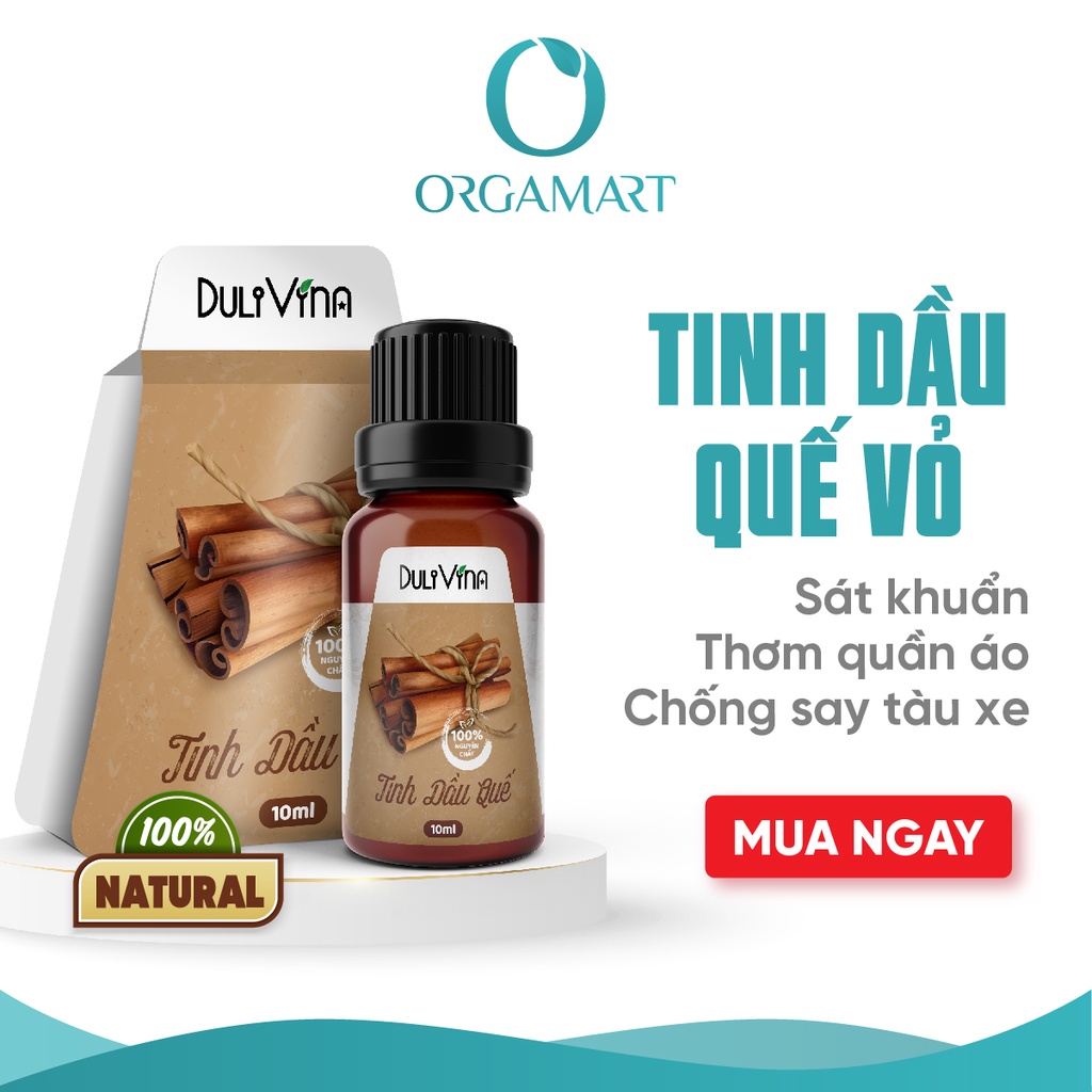 Tinh Dầu Quế Vỏ Cinnanmon DuliVina Cao Cấp, Thiên Nhiên Nguyên Chất Giúp Khử Mùi, Chống Say Tàu Xe - Chai 10ml