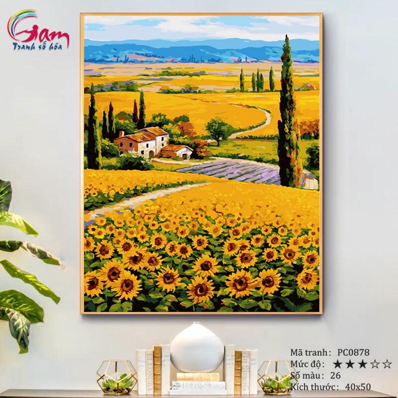 Tranh tô màu số hóa Gam Đồng hoa hướng dương mã PC0878