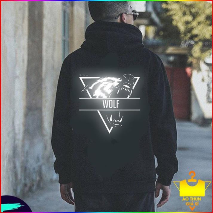 HOT- Áo Khoác Hoodie Vải Nỉ Phản Quang Nam Nữ Sói 2 - siêu sốc