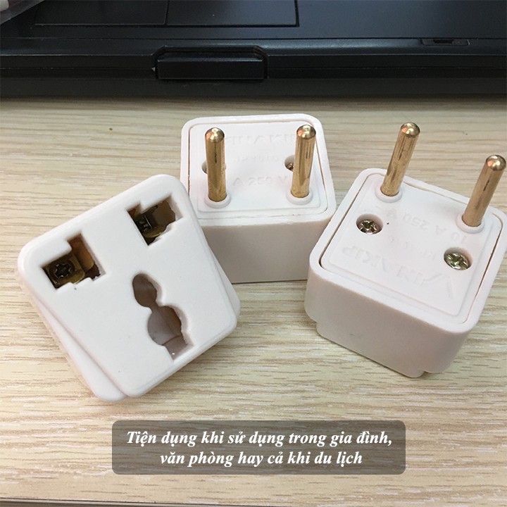 Ổ Cắm, Đầu Chuyển Đổi Phích Điện 3 Chân Sang 2 Chân, Ổ Cắm Chống Cháy Đa Năng, Tiện Dụng, An Toàn. Kingler 8611