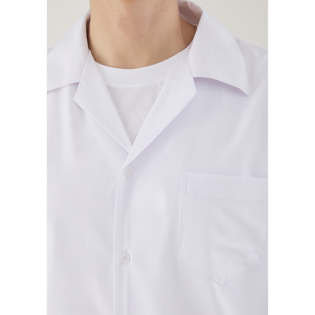 Áo sơ mi nam ngắn tay Cuban Shirt form rộng Túi ngực, cổ vest chất vải lụa mát
