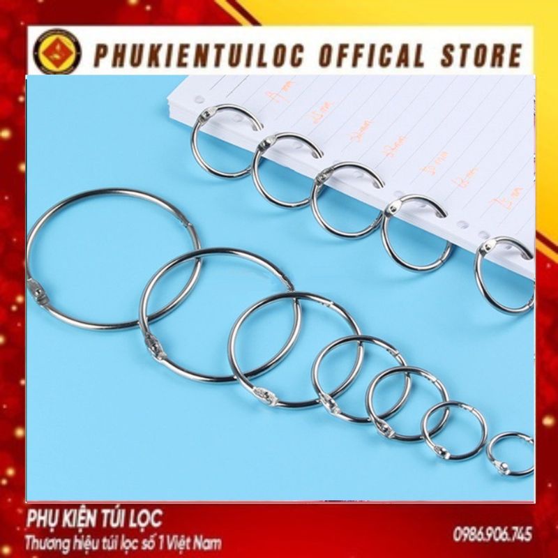 Khoen Tròn Inox Flashcard Đóng Gáy Sách, Album, Nhật Kí - Khoen Móc Vòng Còng Đóng Sổ, Sổ Tay (Đủ Size)- Phukientuiloc