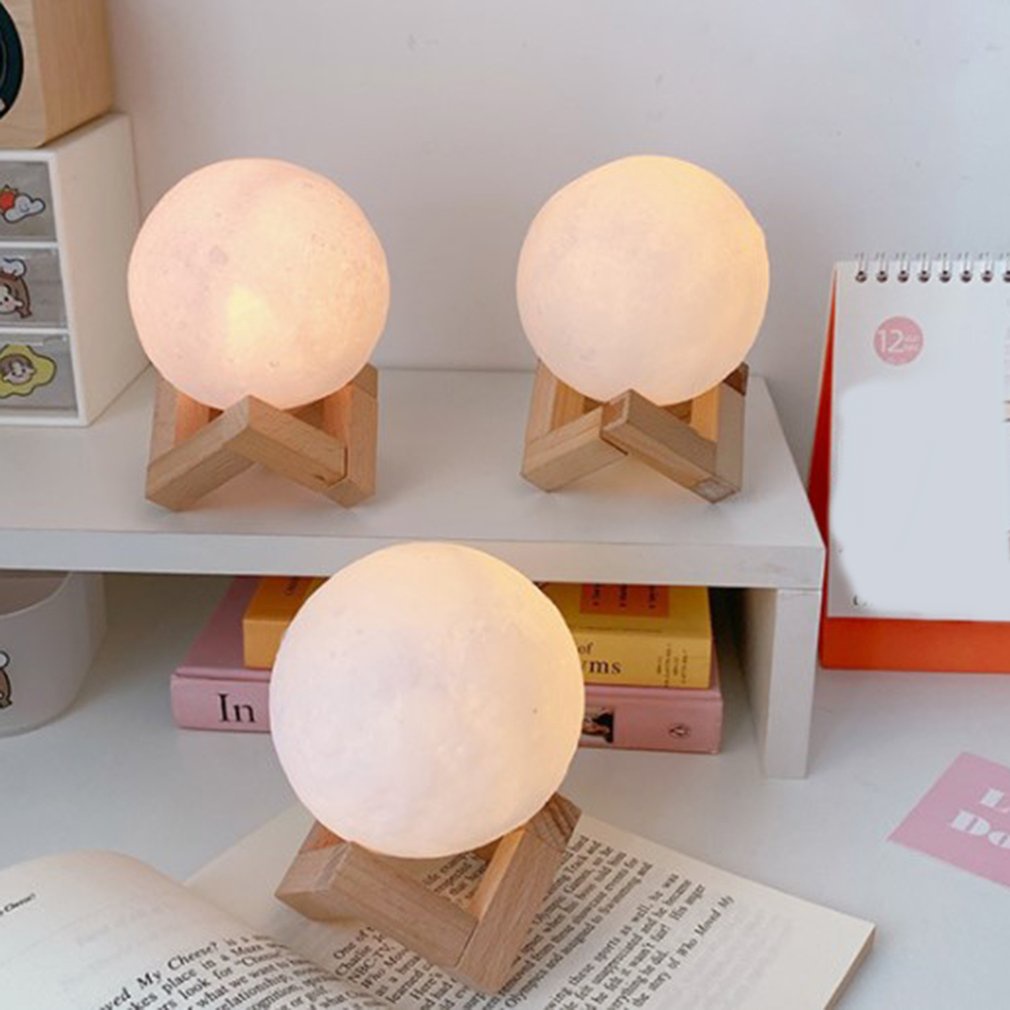 Đèn Ngủ Hình Mặt Trăng Có Giá Đỡ Điện Tử 8cm Trang Trí Nhà Cửa