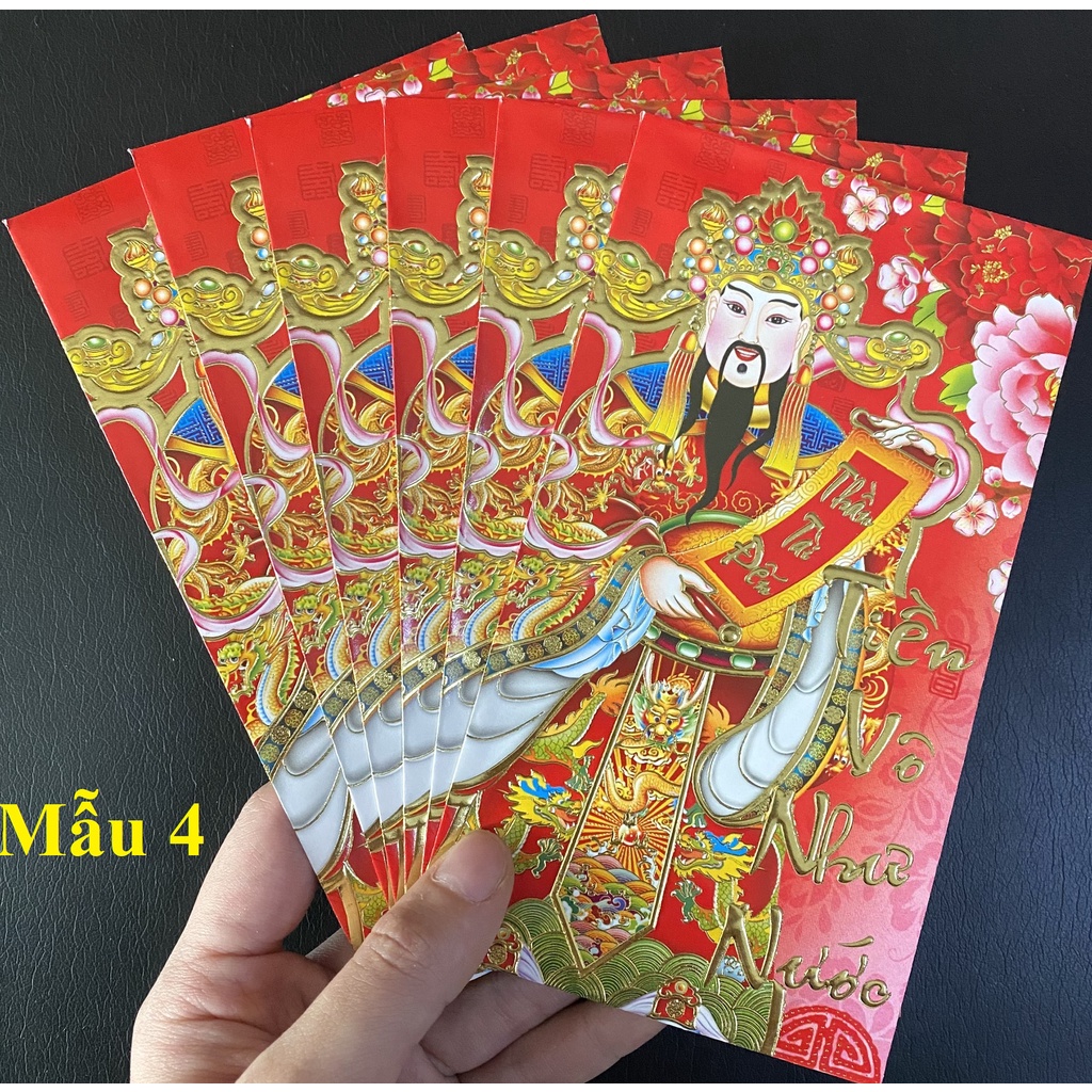 Bao Lì xì Thần Tài màu đỏ lớn set 6 cái - HÌNH THẬT SHOP TỰ CHỤP