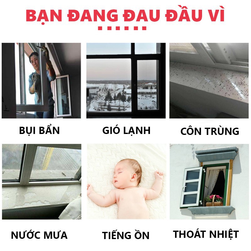 6 Mét Chặn Cửa, Ron Dán Khung Cửa, Lấp Kín Khe Hở, Chặn Nước, Cách Âm, Chống Thoát Nhiệt, Va Đập - Dán Được Mọi Loại Cửa