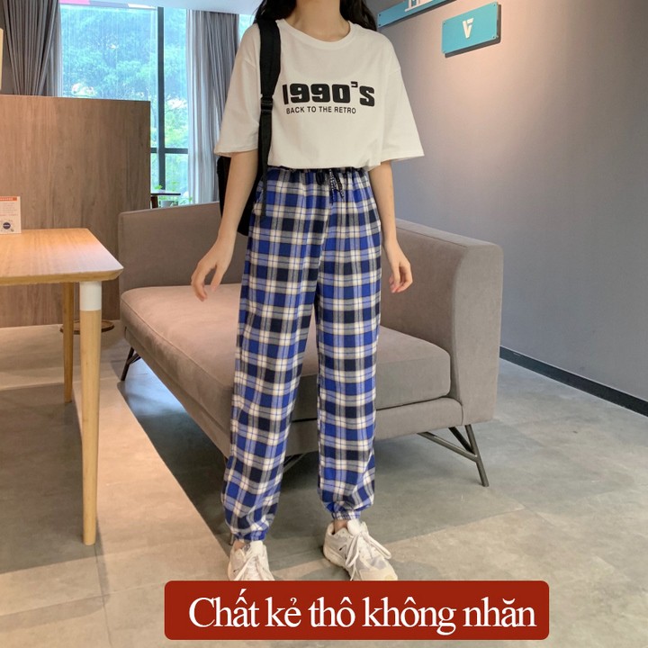 [Mã FAMAYWA giảm 10K đơn 50K] Quần kẻ caro bo gấu rút dây kiểu dáng thể thao - VIET_STAR | BigBuy360 - bigbuy360.vn