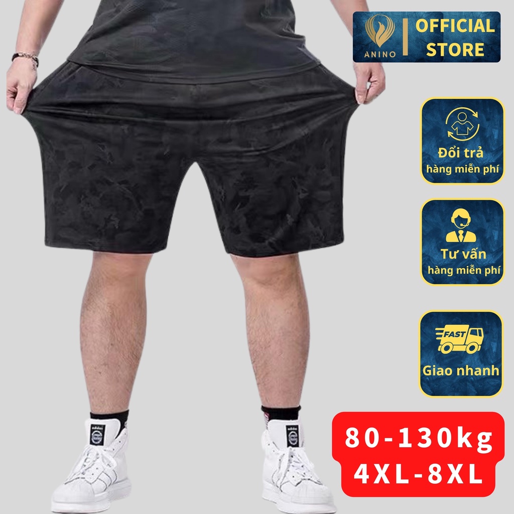 Quần short nam big size, Quần đùi nam big size thể thao Vải Thun In Họa Tiết Rằn Ri Co Dãn cho người từ 80-130kg