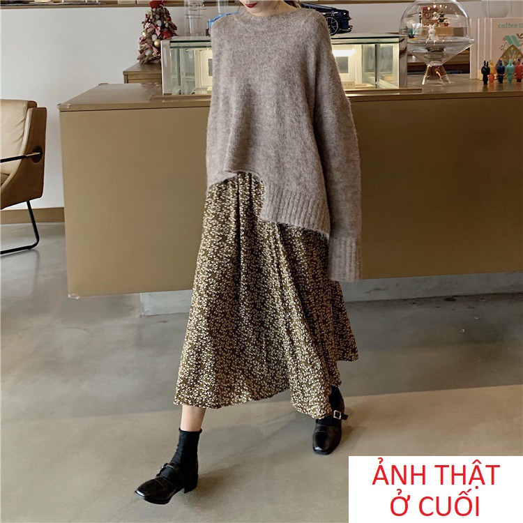 (Order) Chân váy hoa nhí ulzzang dáng dài - eo cao