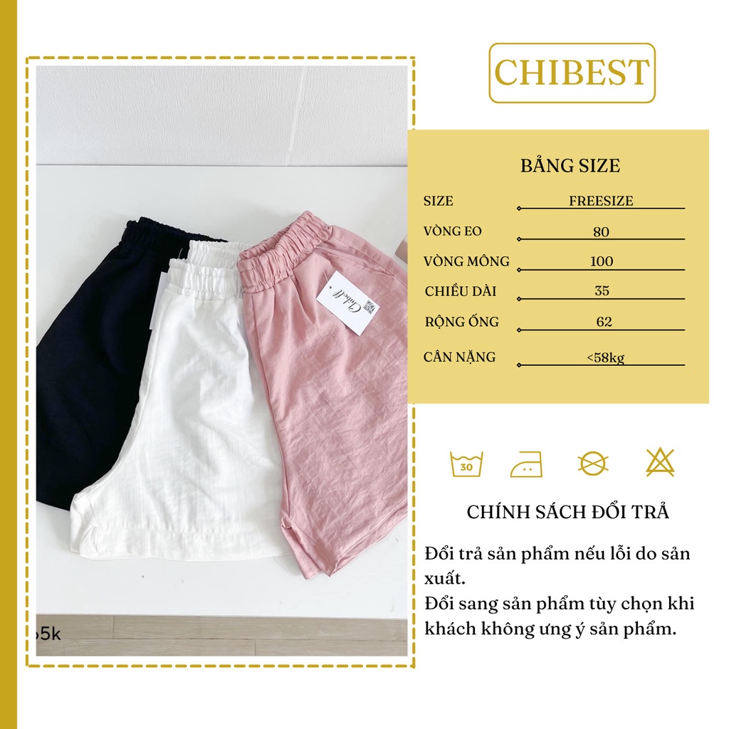 Quần short nữ  đũi sẻ line  lưng thun mặc thoải mái lắm luôn các nàng nha CHIBEST YQB22