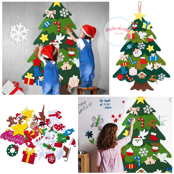 Cây thông noel dán treo tường 2 lớp tặng đèn led và phụ kiện trang trí giáng sinh hot trend 2023 – br01122