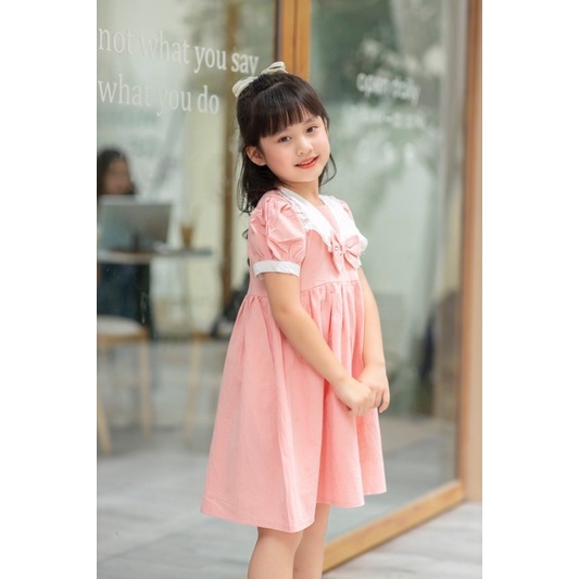 Có ảnh khách mặc và video, 7-30kg, váy cộc tay cho bé gái chất vải thô đũi MỀM và MÁT RƯỢI