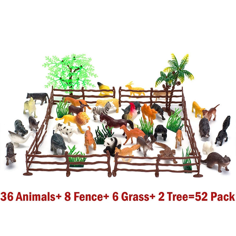 Set 52 Mô Hình Động Vật Hoang Dã Bằng Nhựa Cho Bé