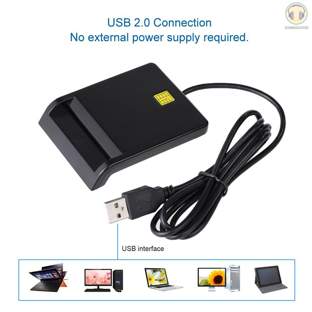 Đầu đọc thẻ thông minh USB 2.0/ IC/thẻ ngân hàng/ ID EMV USB-CCID ISO7816 cho Windows 7/ 8/ 10/ Linux