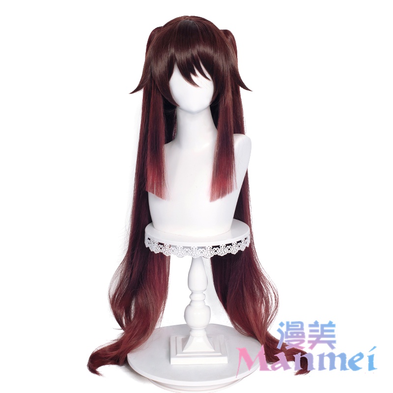 Manmei Genshin Impact HuTao Cosplay Wig 110cm Long Wig Brown Wig Heat Resistant Synthetic Hair