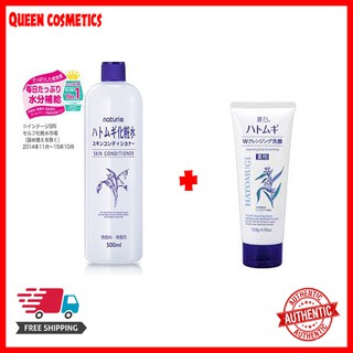 (combo sạch da)sữa rửa mặt và nước hoa hồng naturie nhật bản (queen cosmetics)